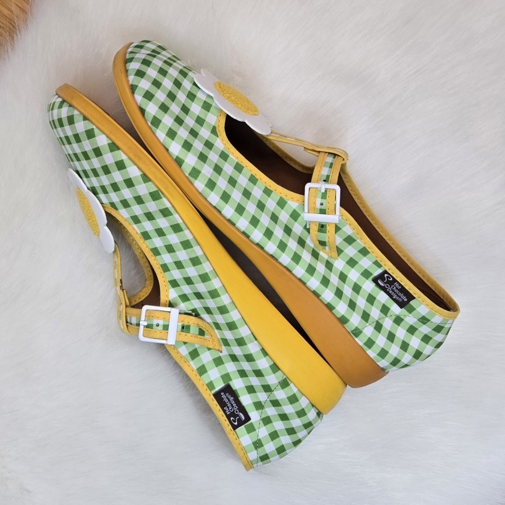 NWT Hot Chocolate Designs Kitschy Bloom Daisy Gingham Mary Jane Vegan Flats - Picture 4 of 11